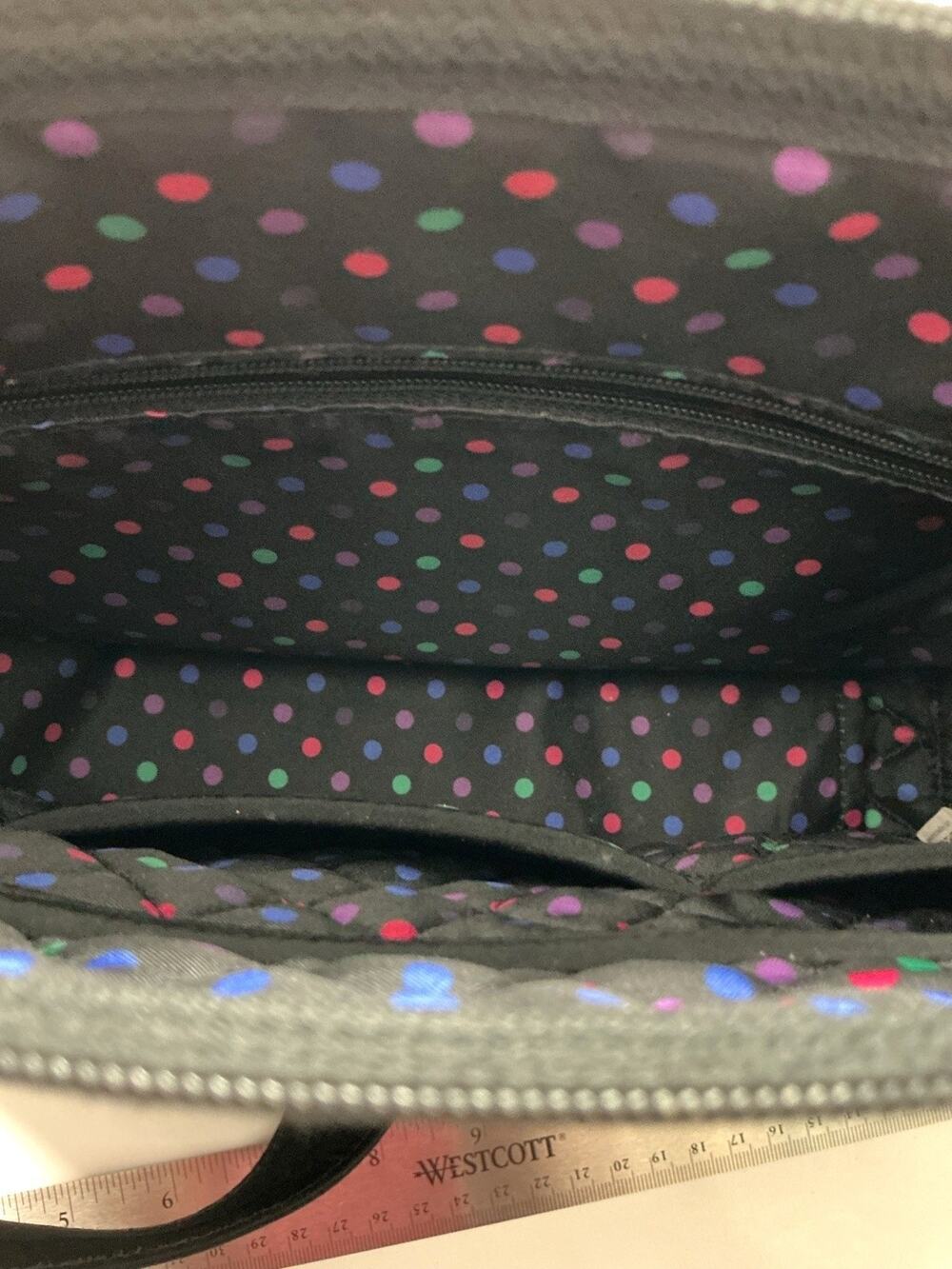 Vera Bradley Black Quilted Crossbody Shoulder Bag Polka Dot Lining